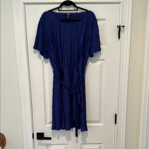 DKNY Blue Pleated Tie Front Dress